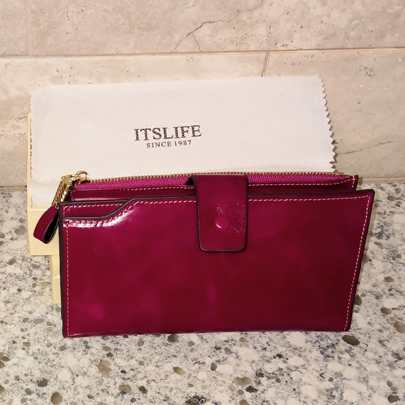 👛Nwt it's life waxed fuchsia wallet - Picture 2 of 10
